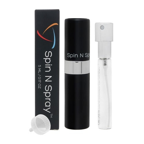 Black Atomizer By Spin N Spray Fragrance 0.17 Oz Empty Refillable Atomizer For Unisex - Box
