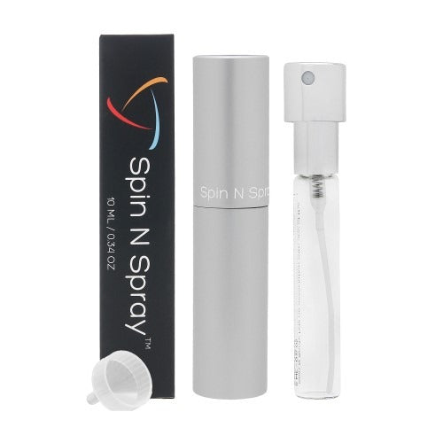 Silver Atomizer By Spin N Spray Fragrance 0.34 Oz Empty Refillable Atomizer For Unisex - Box