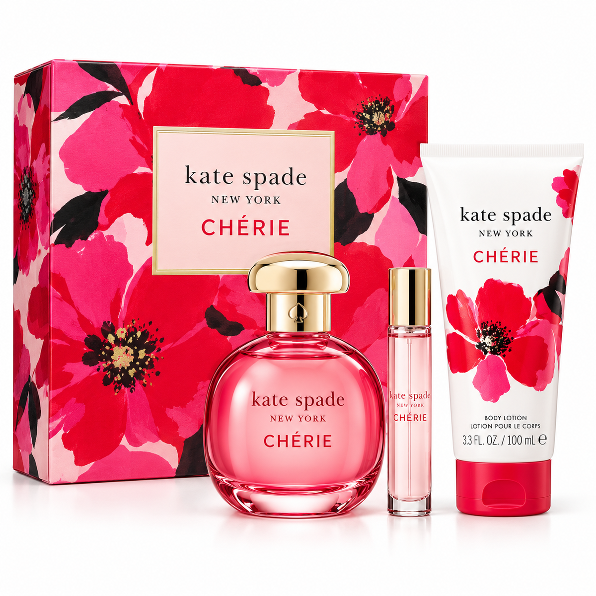 Cherie 3.4, Bl 3.4 by Kate Spade 0.25 Oz Eau De Parfum Spray for Women 3 Pc Set