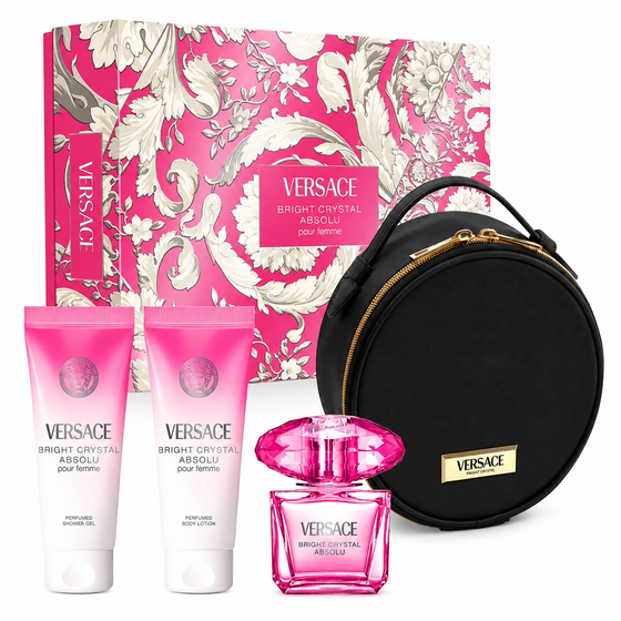 Versace Bright Crystal Absolu 4 Pc Set EDP Spray 3.0, Bl 3.4, Sg 3.4, Spray 0.17 Oz Perfume by Versace for Women