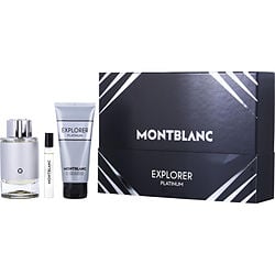 Explorer Platinum 3.4 / Display Box by Mont Blanc 7.5 Ml Eau De Parfum Spray for Men 3 Pc Set