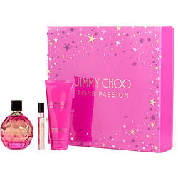 Rose Passion / Mini Display Box by Jimmy Choo 3.4 Oz Eau De Parfum Spray for Women 3 Pc Set