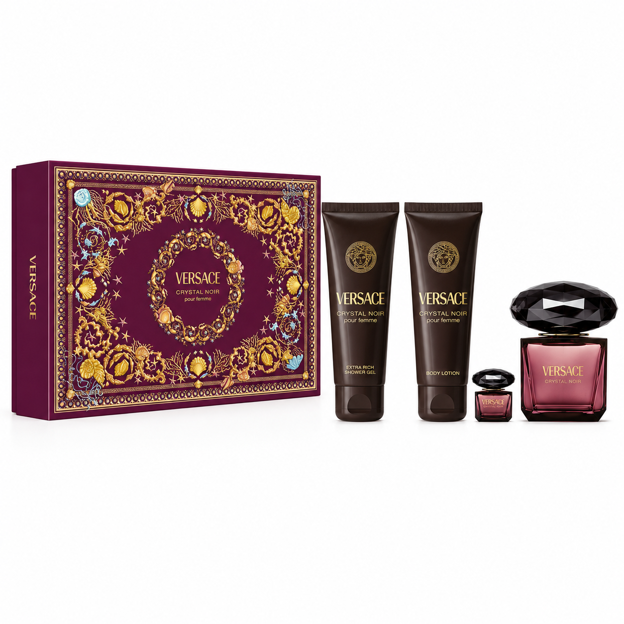 Crystal Noir 3.0, Sg 3.4, Bl 3.4, By Versace 0.15 Oz Eau De Parfum Spray for Women 4 Pc Set