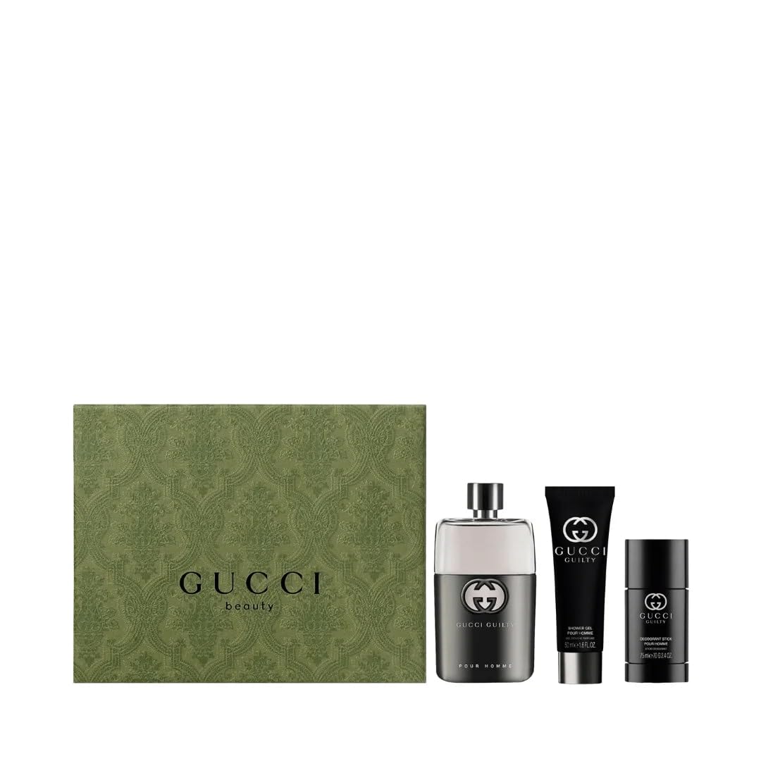 Gucci Guilty by Gucci Gift Set (3 Oz Eau De Toilette Sp & Deo & S/gel) for Men