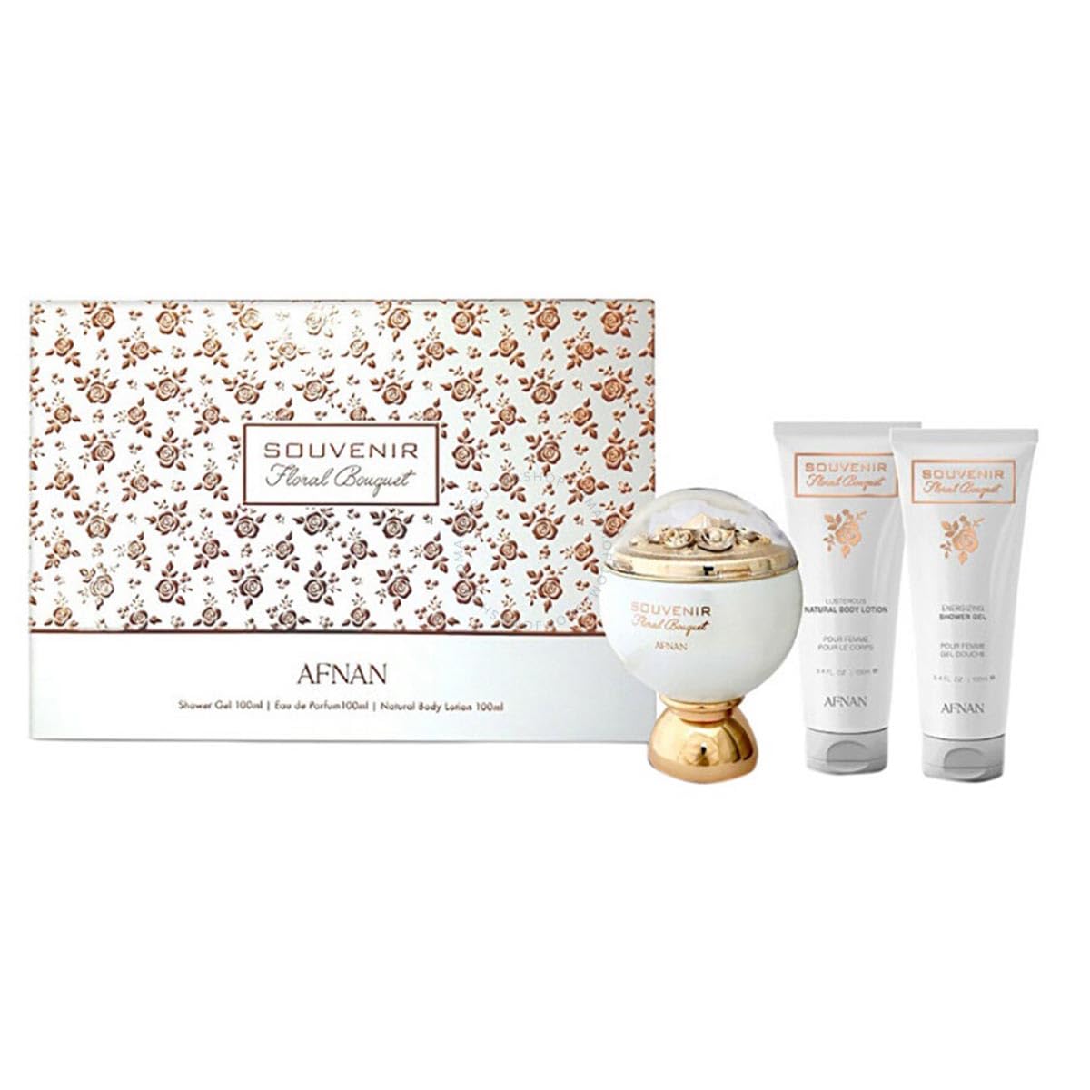 Souvenir Floral Bouquet by Afnan Gift Set 3 Pc for Women