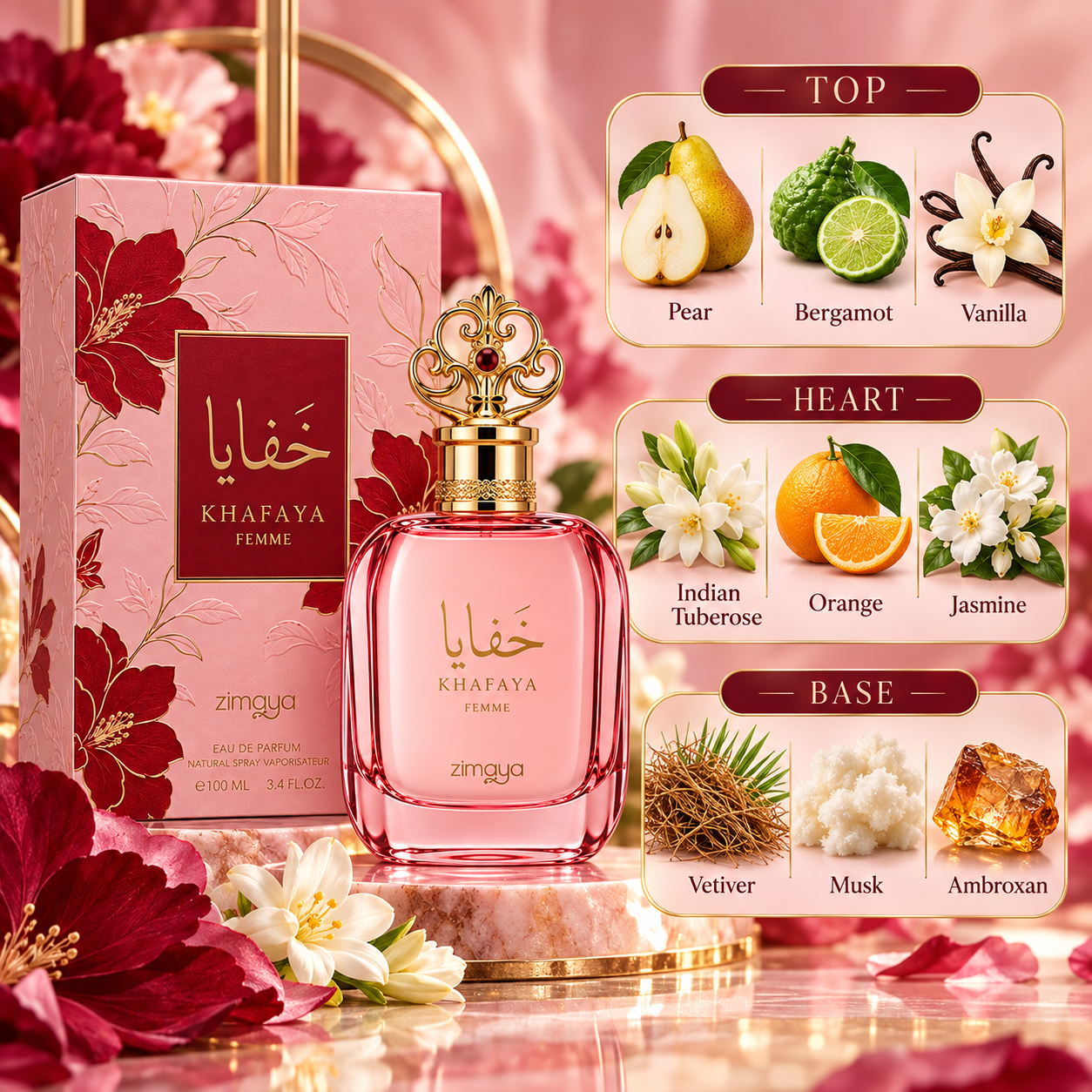 Zimaya Khafaya Pink by Afnan 3.4 Oz Eau De Parfum Spray for Unisex enhanced image 1