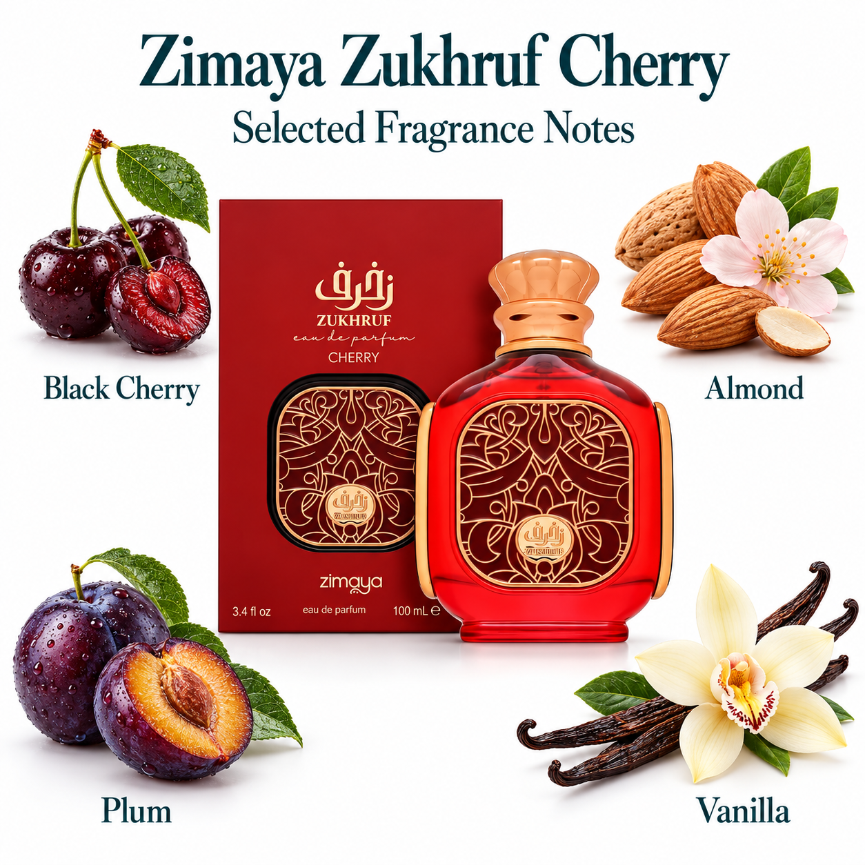 Zimaya Zukhruf Cherry by Afnan 3.4 Oz Eau De Parfum Spray for Unisex enhanced image 1