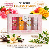Yara Collection Yara, Moi, Tous, Candy / Ea by Lattafa 0.84 Oz Eau De Parfum Spray for Women 4 Pc Set