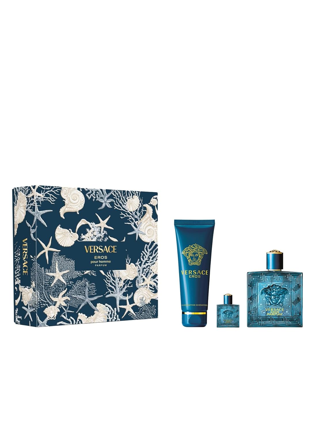 Versace Eros Gift Set by Versace 3 Pcs 3.4 Oz Parfum Spray for Men