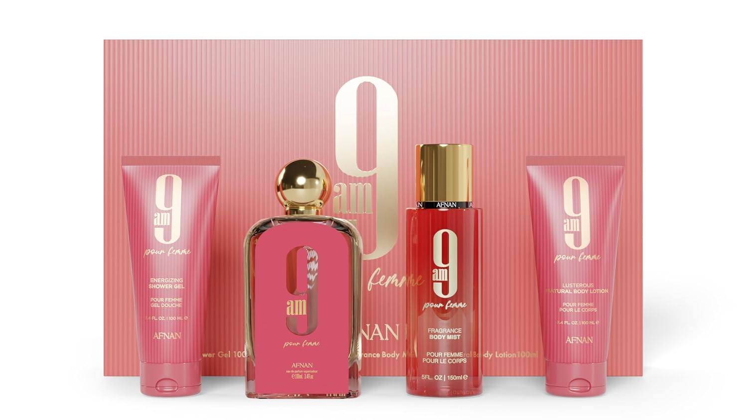 Afnan 9 Am Pour Femme by Afnan Gift Set 4 Pcs for Women