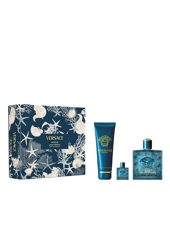 Versace Eros Gift Set by Versace 3 Pcs 3.4 Oz Eau De Parfum Spray for Men