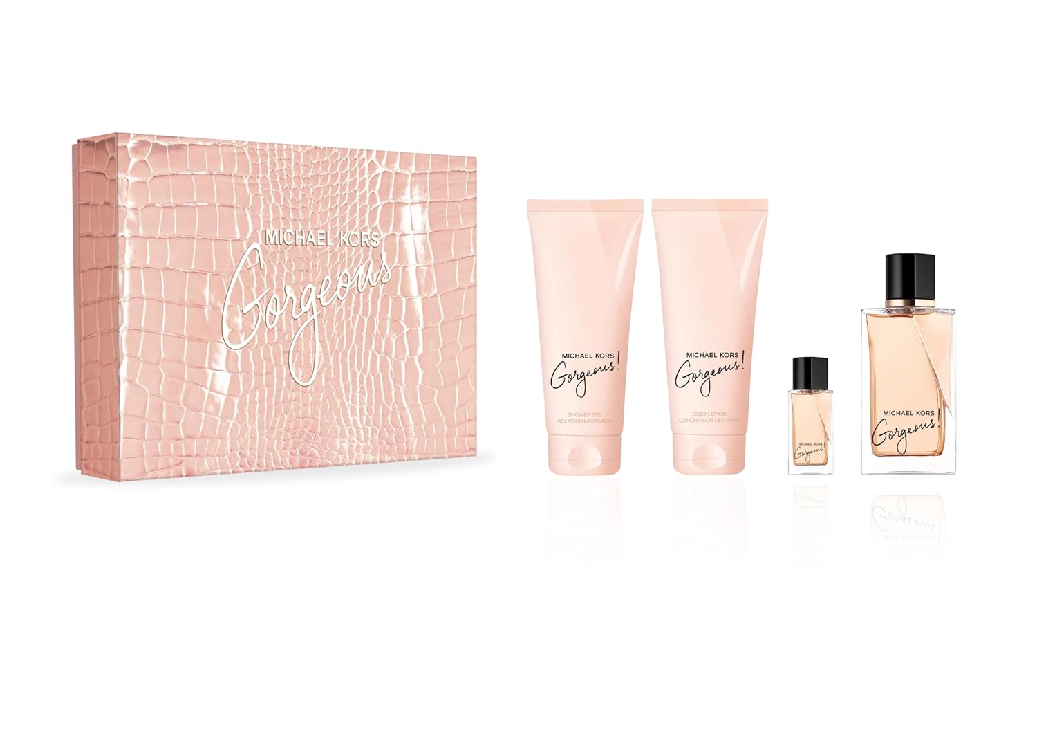 Set Michael Kors Gorgeous 4 pcs (3.4 edp sp, 3.4 s/gel, 3.4 b/l and mini) W