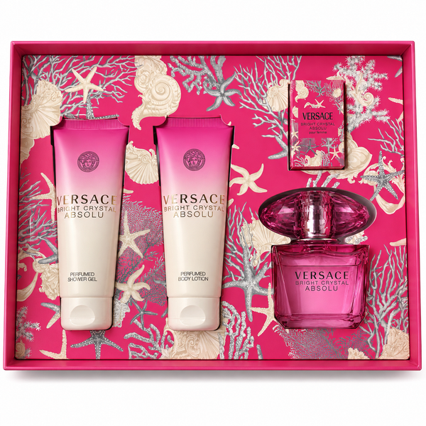 Perfume Versace Bright Crystal Absolu 4Pcset 3.0  EDP Spray / 3.4 Oz Bl / 3.4 Oz Sgel / 5Ml Mini for Women