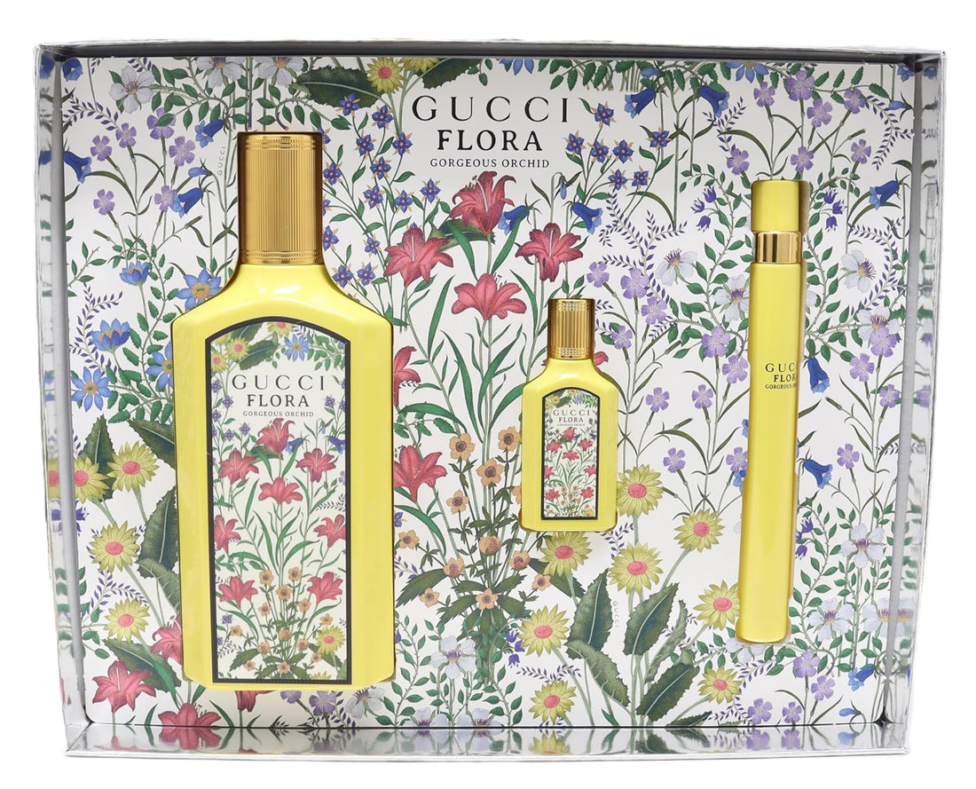 Gucci Flora Gorgeous Orchid 3Pcset 3.4 Oz Eau De Parfum Spray / 10 Ml Eau De Parfum Spray / 5Ml Eau De Parfum By Gucci For Women