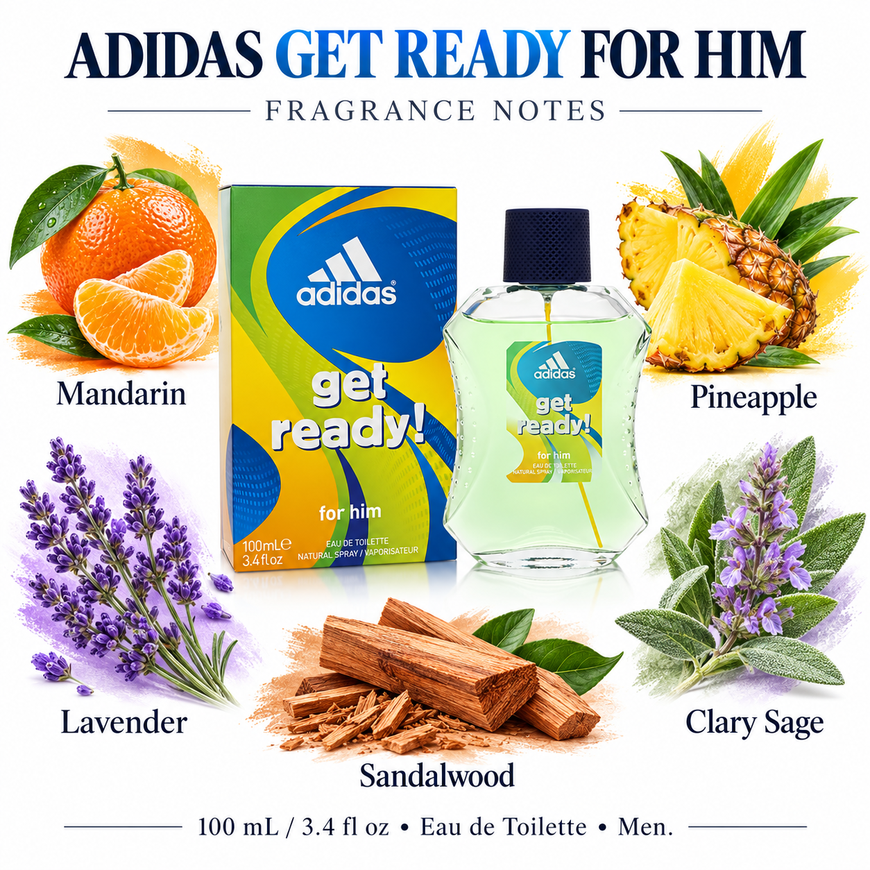 Adidas Get Ready for Him 100 mL 3.4 fl oz Eau de Toilette Men – main