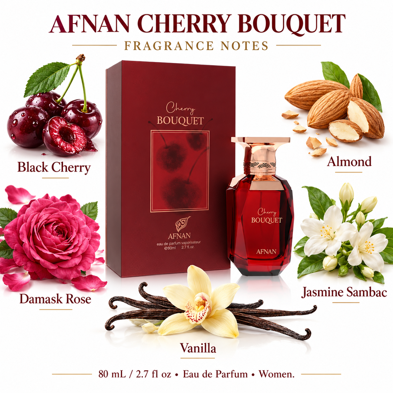 AFNAN CHERRY BOUQUET 80 mL / 2.7 fl oz Eau de Parfum Women — main image