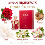 Highness Ix Maroon by Afnan 3.4 Oz Eau De Parfum Spray In Box for Women