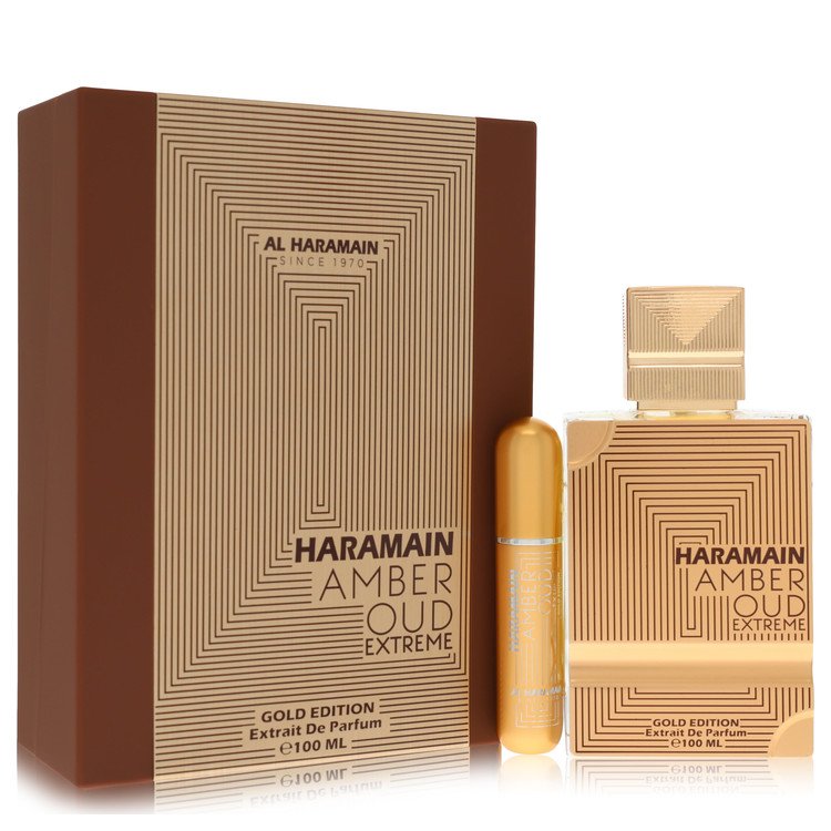 Al Haramain Amber Oud Gold Edition Extreme by Al Haramain 3.4 Oz Gift Set 3.4 Pure Perfume Spray + 0.34 Oz Refillable Spray for Women