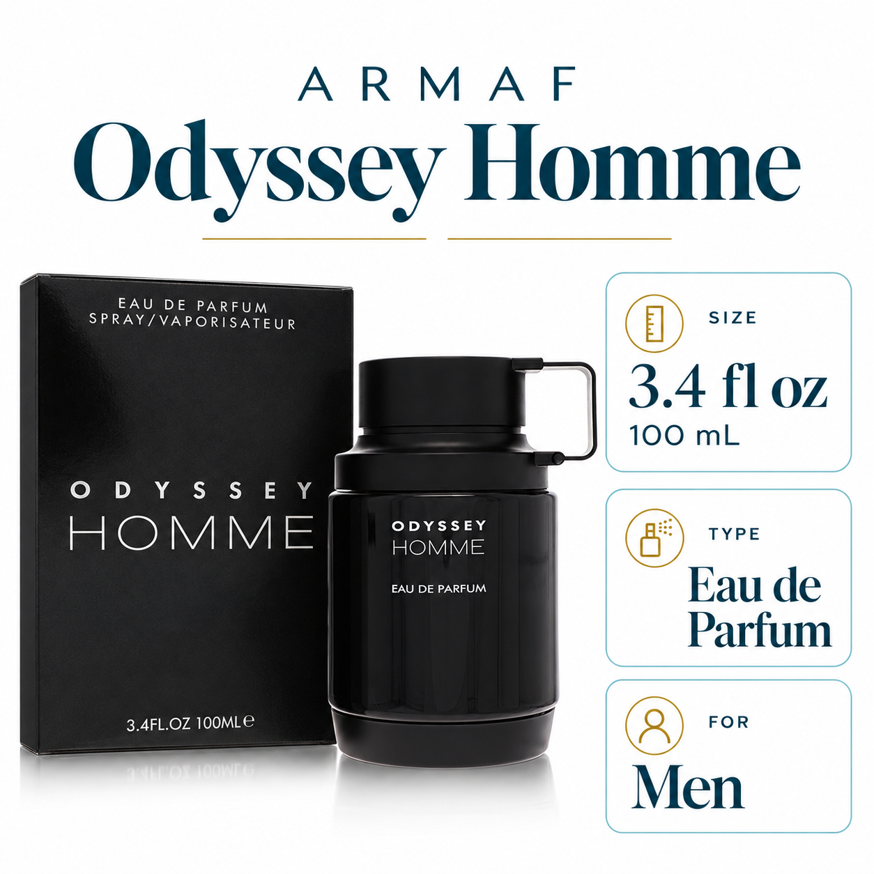 Odyssey Homme by Armaf 3.4 Oz Eau De Parfum Spray for Men