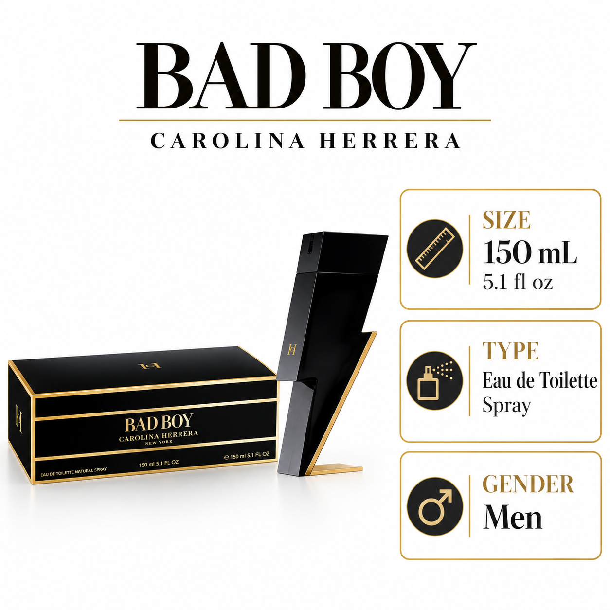 Bad Boy by Carolina Herrera 5.1 Oz Eau De Toilette Spray for Men