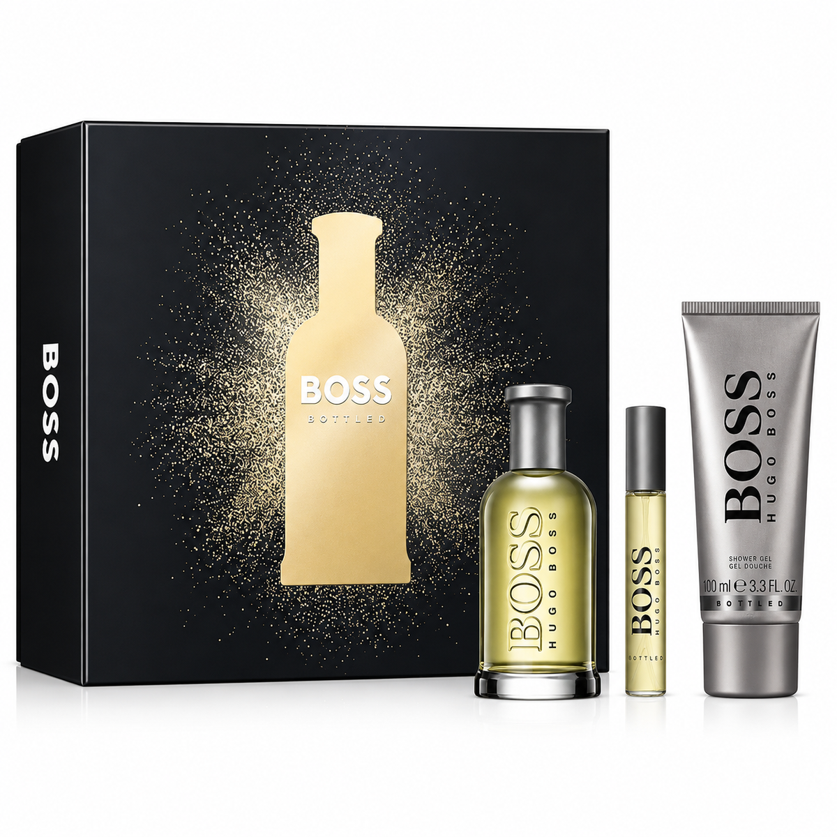 Bottled # 6 3 pcs Gift Set (3.3 EDT Sp & 3.3 S/Gel & 0.3 oz Mini Spray) by Hugo Boss for Men
