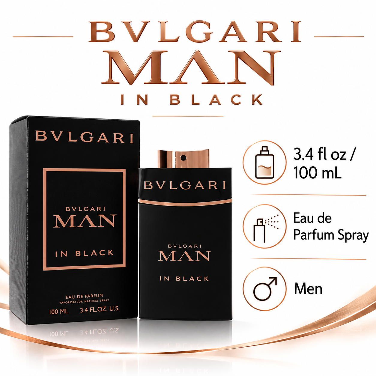 Bvlgari Man In Black by Bvlgari 3.4 Oz Eau De Parfum Spray In Box for Men