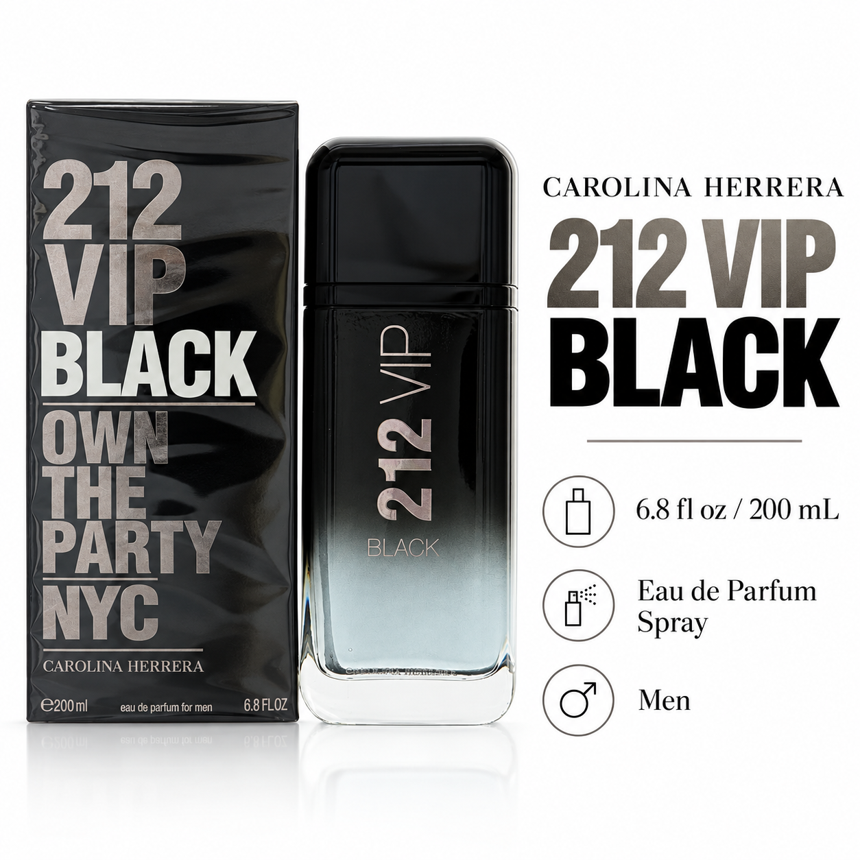 212 Vip Black by Carolina Herrera 6.8 Oz Eau De Parfum Spray for Men