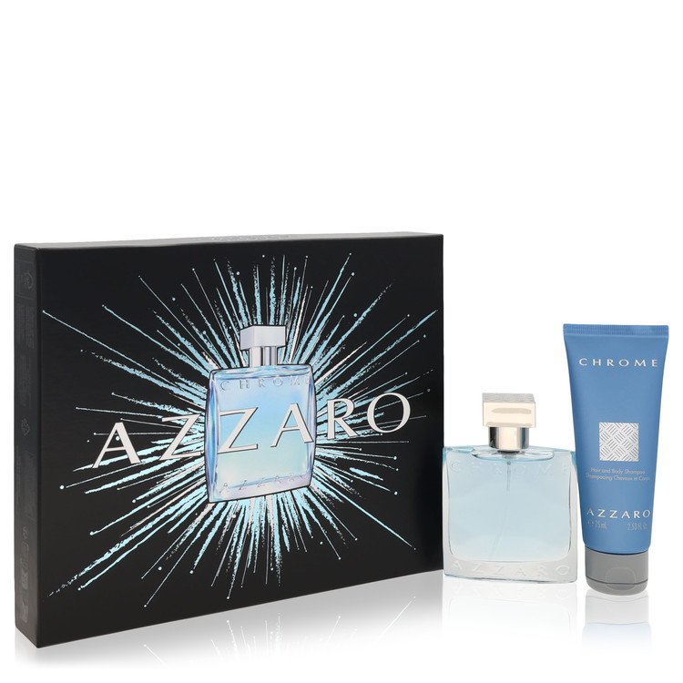 Chrome by Azzaro 1.7 Oz Gift Set - Eau De Toilette Spray + 2.5 Oz All Over Shampoo for Men