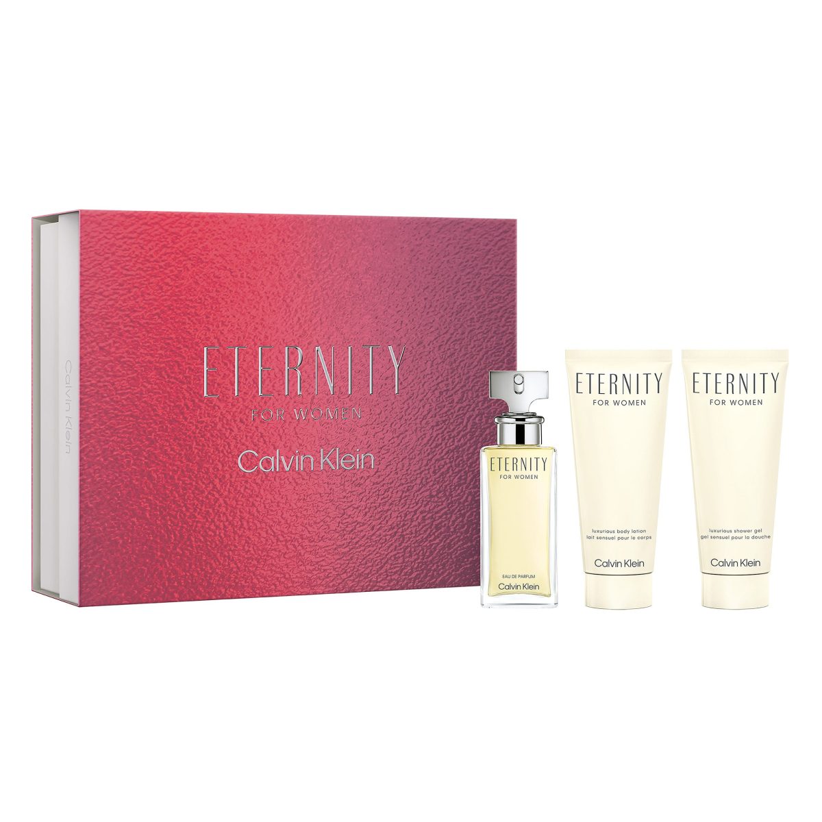 Eternity by Calvin Klein Gift Set 3 Pc (1.7 Oz Eau De Parfum Sp & 3.4 Oz B/l & 3.4 Oz /sgel) Women