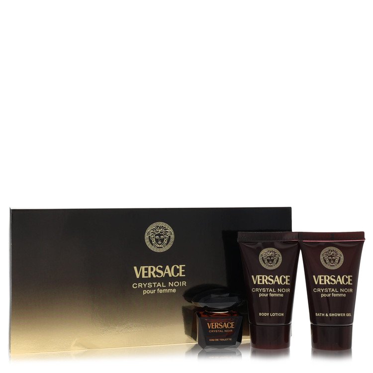 Crystal Noir by Versace 17 Oz Gift Set - . Mini Eau De Toilette + .8 Oz Shower Gel + .8 Oz Body Lotion for Women