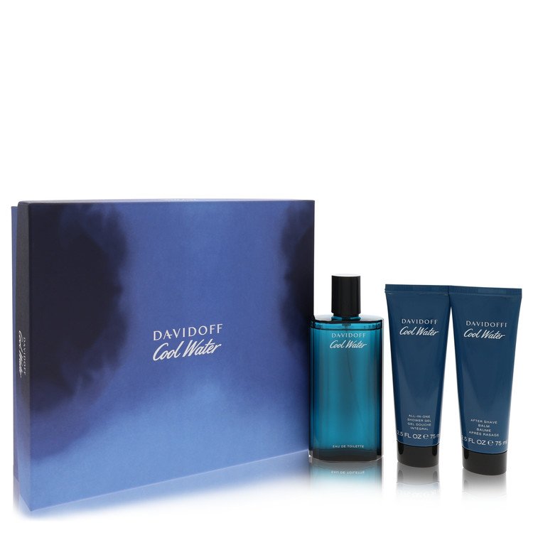 Cool Water by Davidoff 4.2 Oz Gift Set - Eau De Toilette Spray + 2.5 Oz After Shave Balm + 2.5 Oz Shower Gel for Men
