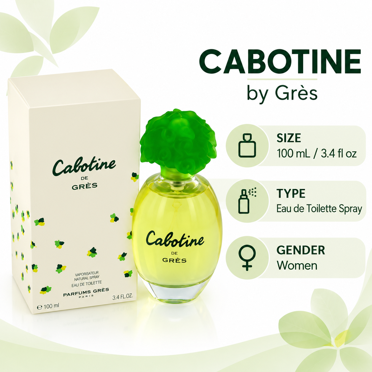 Cabotine by Parfums Gres 3.4 Oz Eau De Toilette Spray In Box for Women