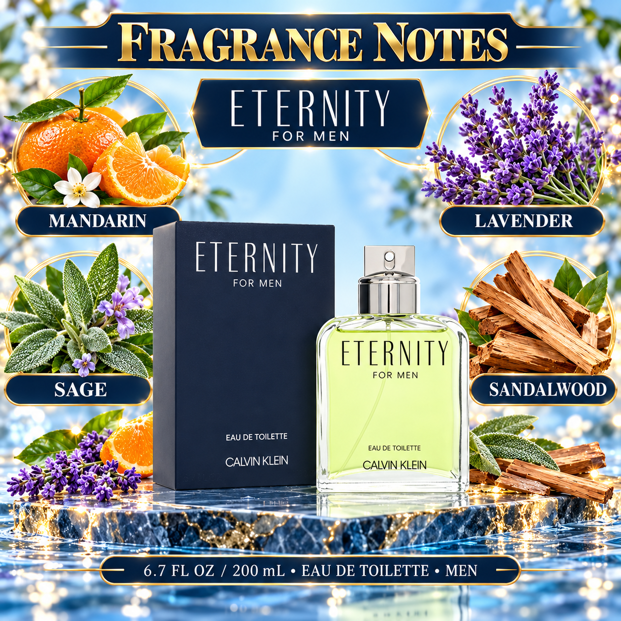 Eternity by Calvin Klein 6.7 Oz Eau De Toilette Spray for Men
