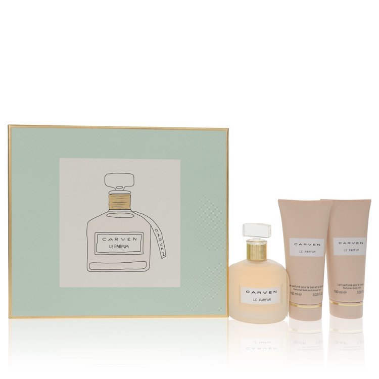 Carven Le Parfum by Carven 3.4 Oz Gift Set - Eau De Parfum Spray + Body Milk + Shower Gel for Women