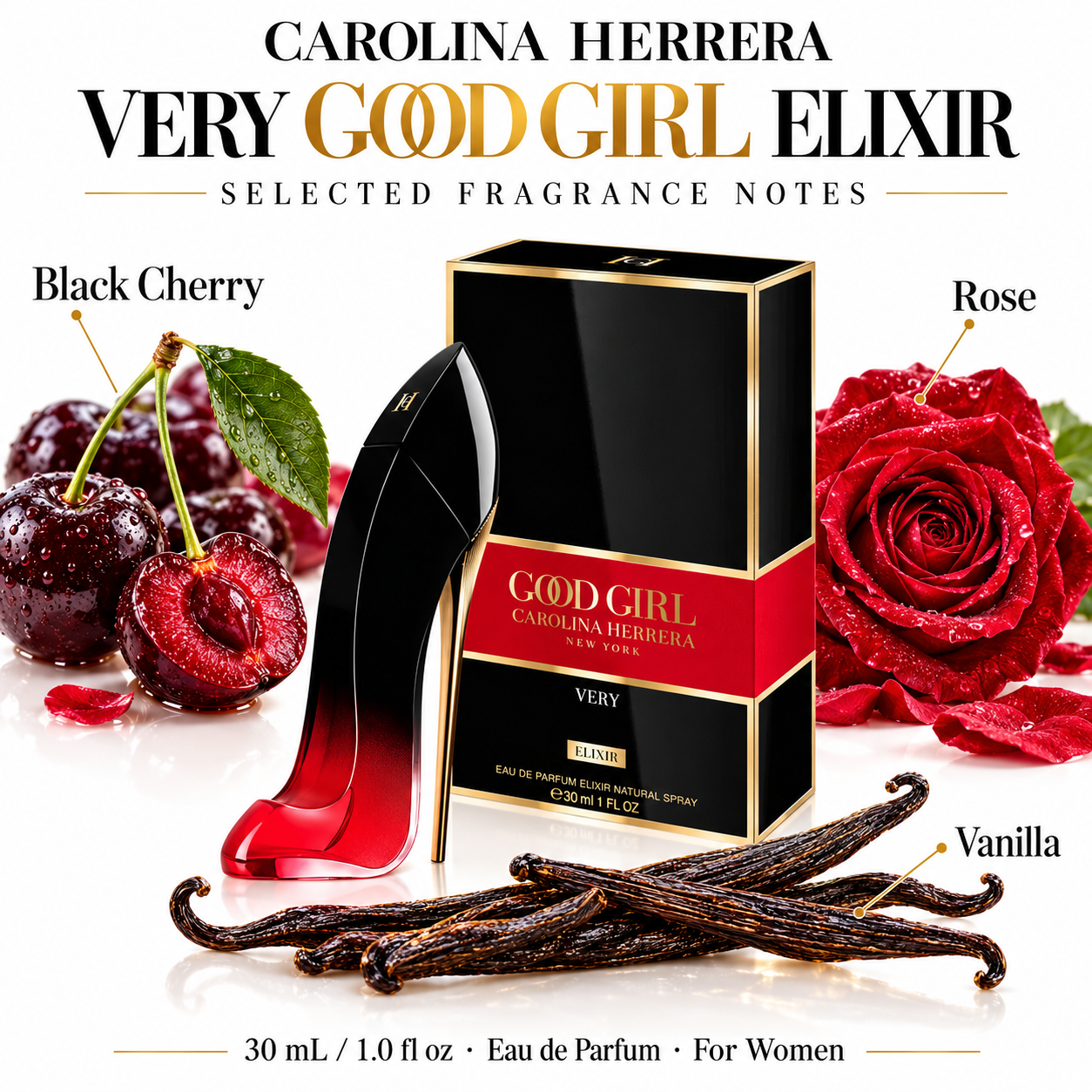 Very Good Girl Elixir by Carolina Herrera 1 Oz Eau De Parfum Spray In Box for Women