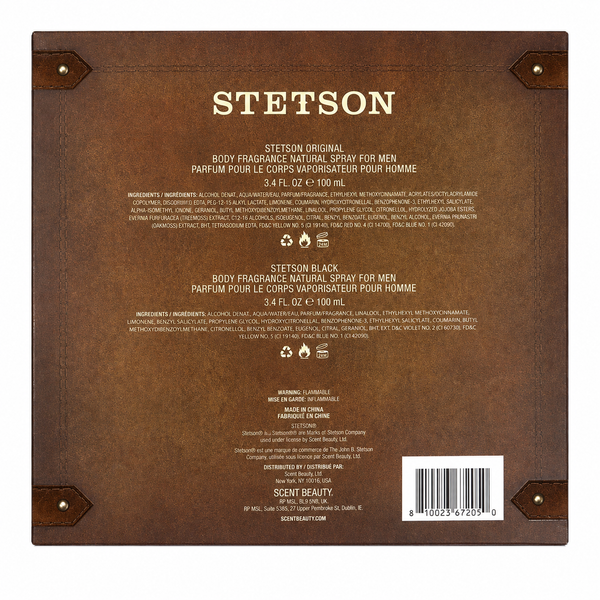 Orginal Black by Stetson 2 pc Gift Set Original & Black 3.4 oz Spray for Men