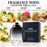 New York by Coach 2.0 Oz Eau De Toilette Spray for Men