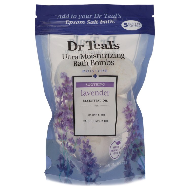 Dr Teal's Ultra Moisturizing Bath Bombs by Dr Teal's 1.6 Oz Five (5) Moisture Soothing Bath Bombs With Lavender, Essential Oils, Jojoba Oil, Sunflower Oil (unisex) for Men
