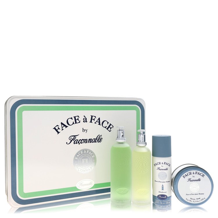 Face A Face by Faconnable 5 Oz Gift Set - Eau De Toilette Spray + Deodorant Spray + 3.3 Oz After Shave + Soap for Men
