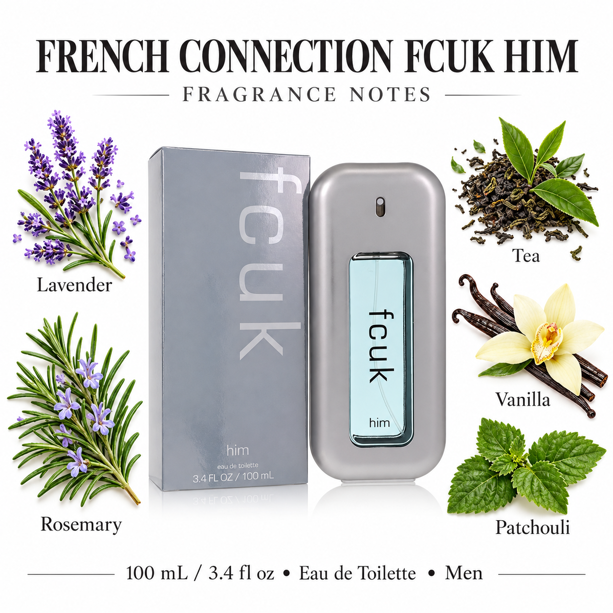 French Connection FCUK Him Eau de Toilette 3.4 fl oz / 100 mL for Men — main image