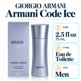 Armani Code Ice EDT Spray 2.5 Oz Cologne by Giorgio Armani for Men