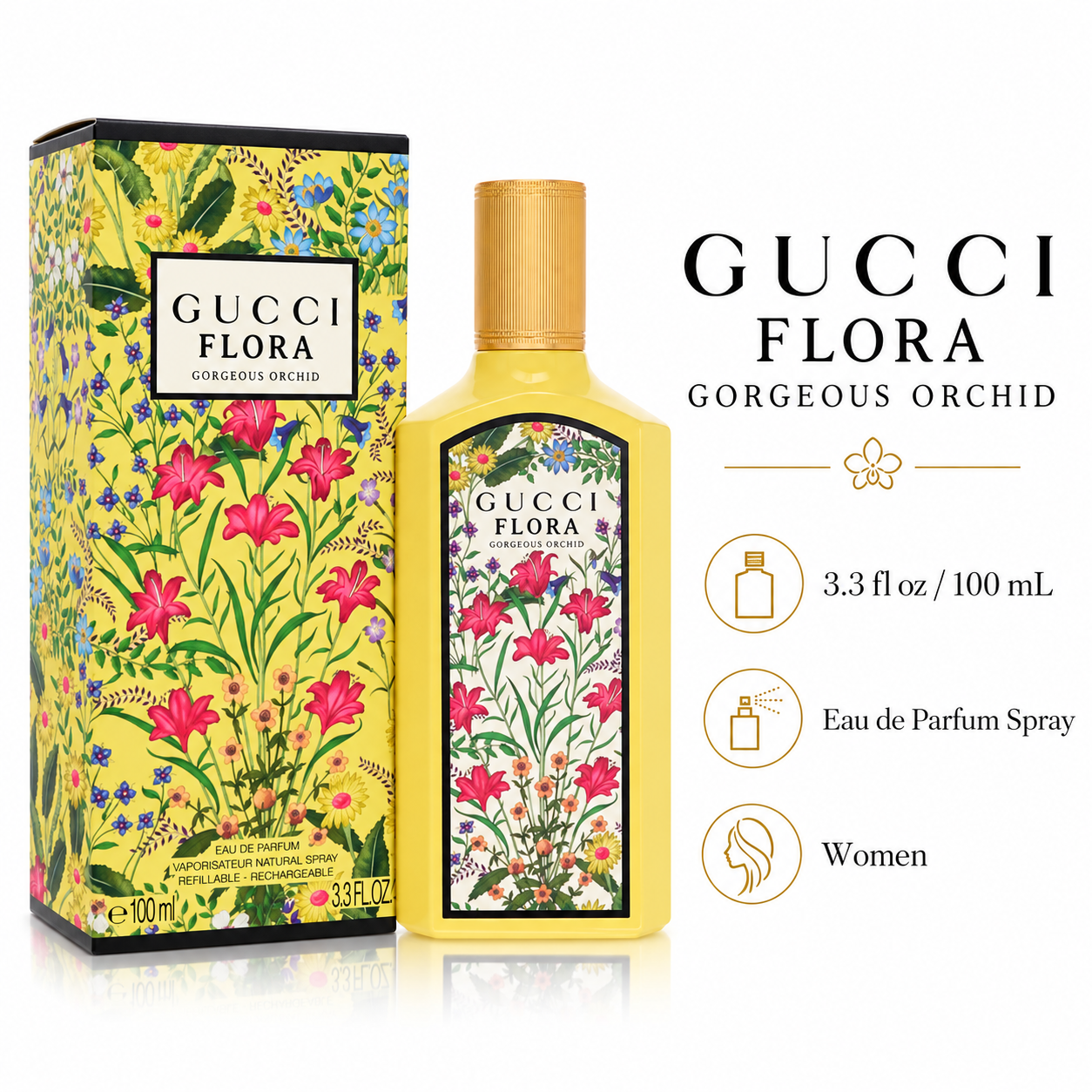 Flora Gorgeous Orchid by Gucci 3.3 Oz Eau De Parfum for Women
