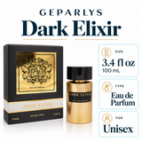 Dark Elixir Parfum Unisex ( France ) Not Online / Retail Only by Geparlys 3.4 Oz Eau De Parfum for Unisex