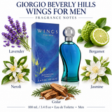 Wings by Giorgio Beverly Hills 3.4 Oz Eau De Toilette Spray for Men
