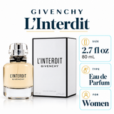 L'interdit by Givenchy 2.7 Oz Eau De Parfum Spray for Women