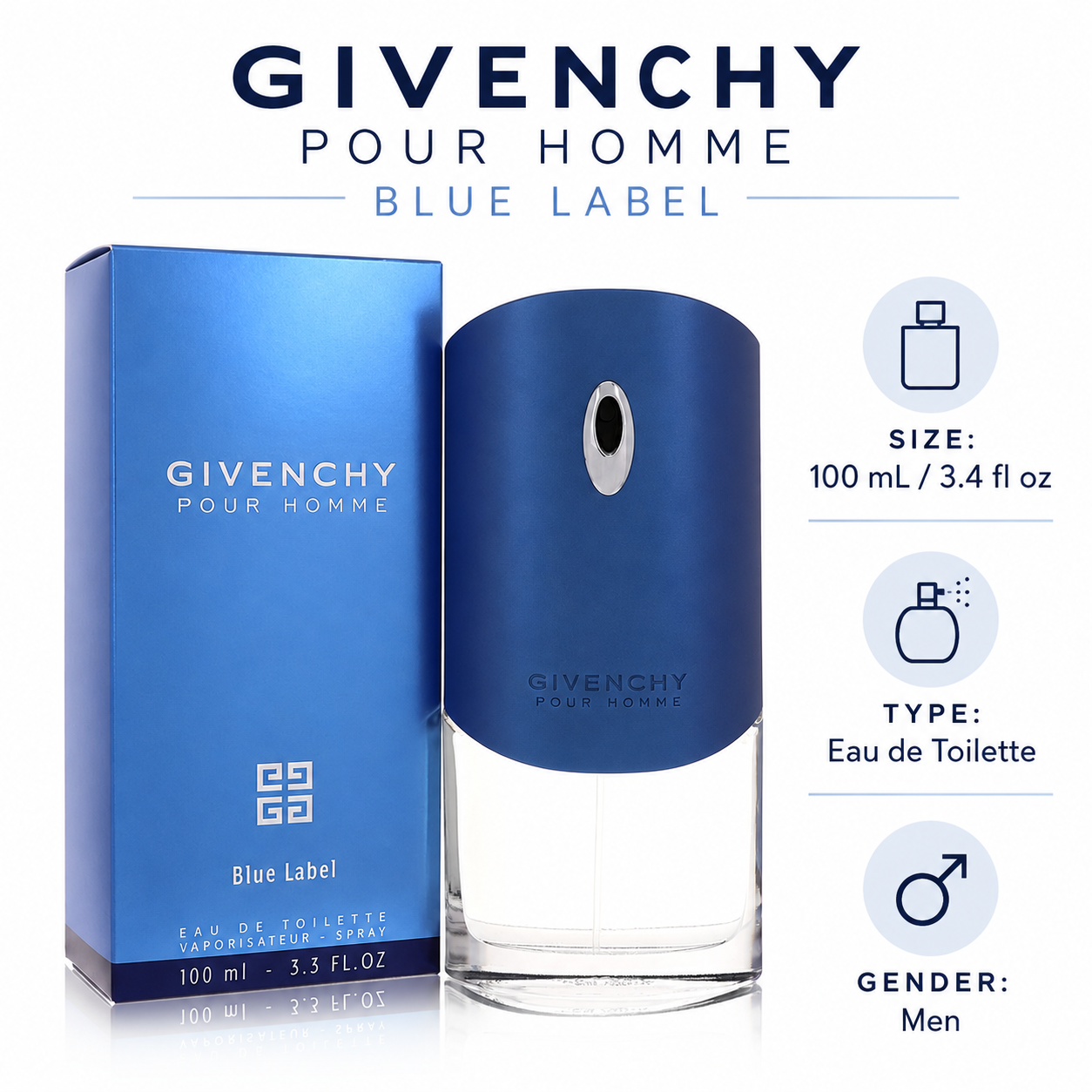 Blue Label by Givenchy 3.4 Oz Eau De Toilette Spray for Men