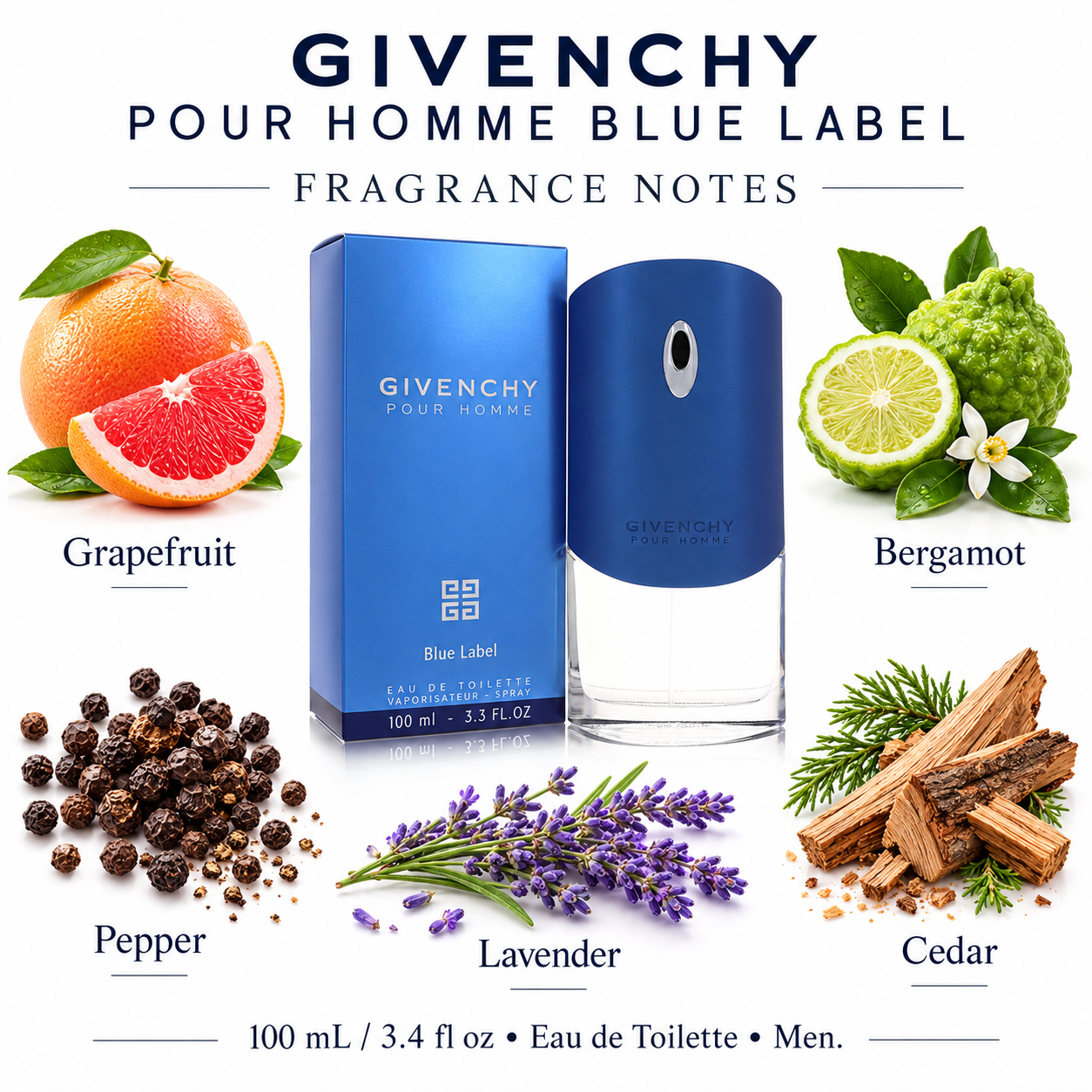 GIVENCHY POUR HOMME BLUE LABEL 100 mL / 3.4 fl oz Eau de Toilette Men — main image