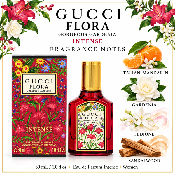 Flora Gorgeous Gardenia Intense by Gucci 1 Oz Eau De Parfum Spray In Box for Women