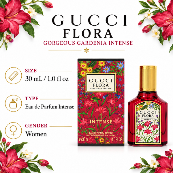Flora Gorgeous Gardenia Intense by Gucci 1 Oz Eau De Parfum Spray In Box for Women