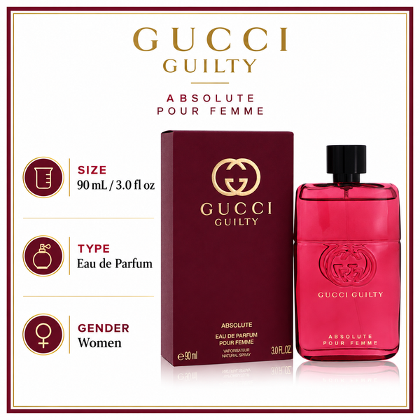 Gucci Guilty Absolute by Gucci 3 Oz Eau De Parfum Spray for Women